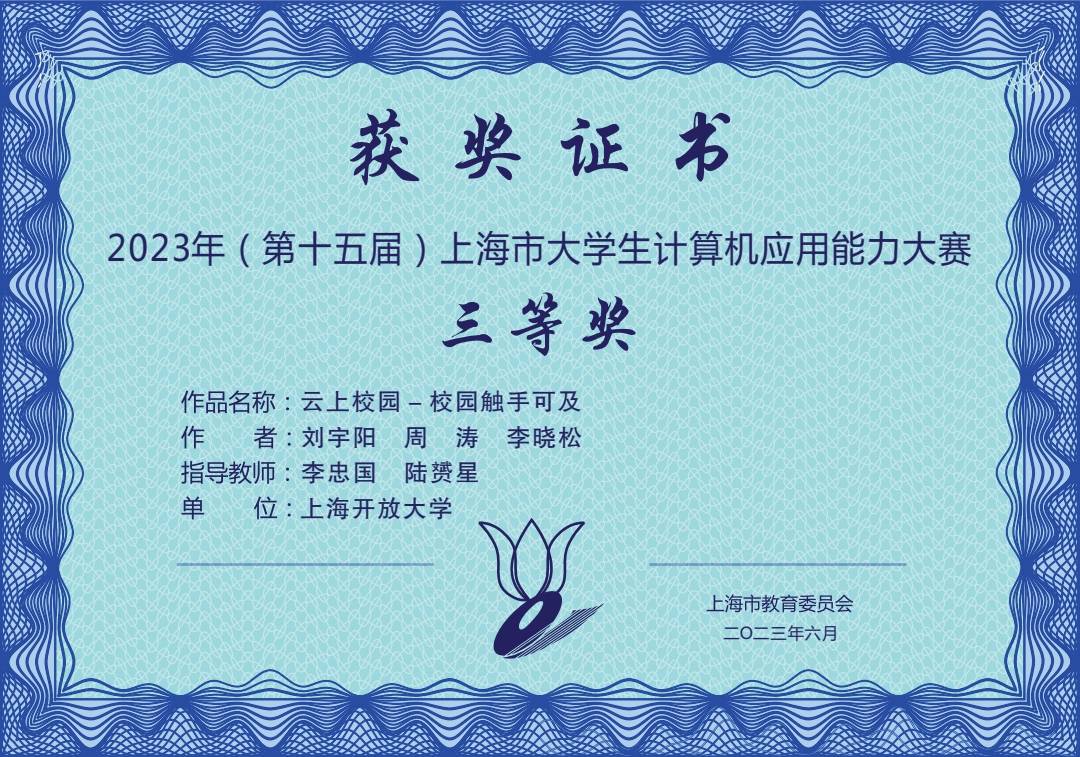 上海市计算机大赛三等奖